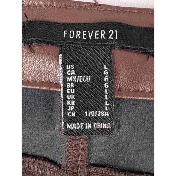 Forever 21 Pants Womens Large Brown Faux Leather Flared Trouser - Picture 6 of 9